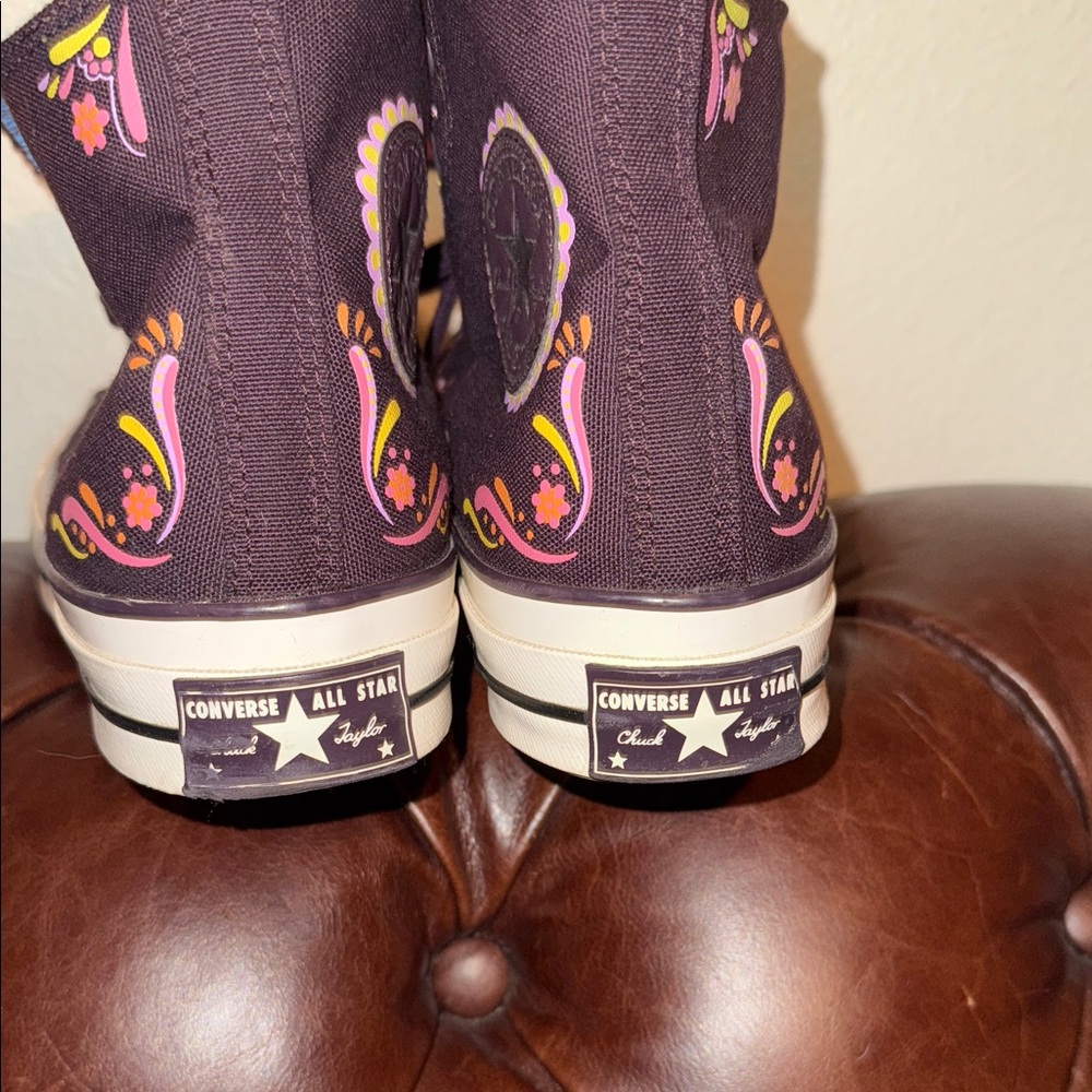 Converse Women's High-Top Sneakers - Black with Yellow and Pink Accents - Picture 5 of 8